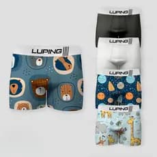 Kit 10, 5 Cuecas Infantil Microfibra Forro Algodão Confortável Boxer Tecido Premium Lisas Estampadas