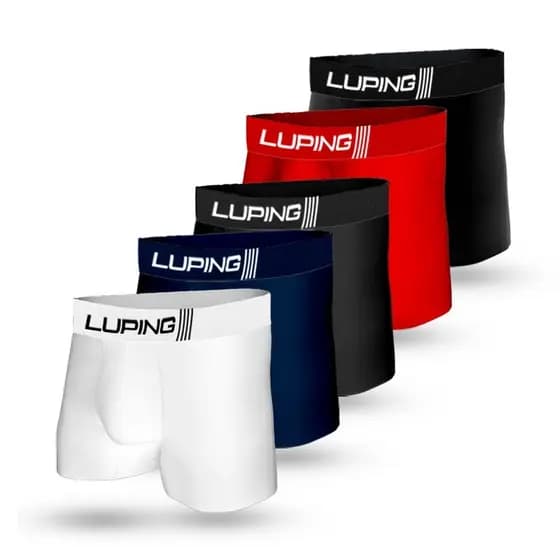 Kit 10, 5 Cuecas Masculina Boxer Adulto Microfibra Com Elástico Lisas Estampadas Confortável