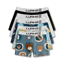 Kit 10, 5 Cuecas Infantil Forro Algodão Shortinho Microfibra Elástico Premium Lisa E Estampada