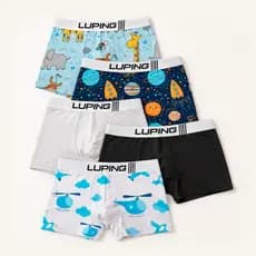 Kit 10, 5  Cuecas Infantil Shortinho Forro Algodão Boxer Microfibra Tecido Premium Lisas Estampadas