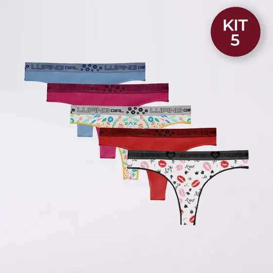 Kit 5 Calcinhas Fio Dental Cós Alto Feminina, Confortável e Sem Marcar