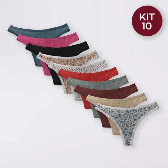 Kit 10 Calcinhas Feminina com Acabamento em Viés Confortável e Delicada no Corpo