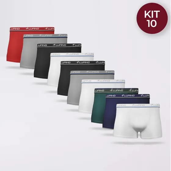 Kit 10, 5, 3 Cuecas Boxer Premium Microfibra com Forro 100% Algodão Masculino Adulto