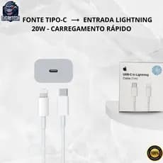 Cabo Carregador iPhone - Cabo Lightning 1m (USB-C - Lightning) Carga Rápida  iPhone 5–14