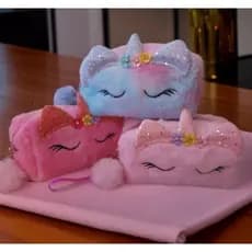 Bolsa Estojo Cosmética Fofo Com Pompom/Necesser Pelúcia
