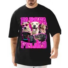 Camiseta Oversized ou Básica Personalizada | Arte com Fotos do Seu Pet | Cachorros e Gatos | P ao GG