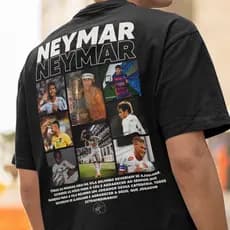 Camiseta Neymar Estampada Frente E Costas Unissex Look Jogador Algodão Premium P Ao GG