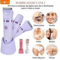 Inova Aparador e Depilador Íntimo 5 em 1 Unissex À Prova D'Água. Corte Preciso para Virilha, Axilas e Corpo. Bivolt.