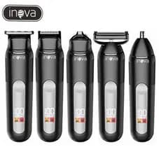 Inova Kit Máquina Cortar Cabelo 5 em 1 Profissional - IPX6, Base Magnética, Display LED, 90min, Motor Silencioso Seguras