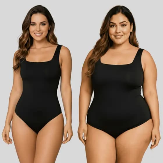 Body Feminino Regata Decote Quadrado P ao G2 Plus Size Forro Duplo Suplex Premium