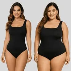 Body Feminino Regata Decote Quadrado P ao G2 Plus Size Forro Duplo Suplex Premium