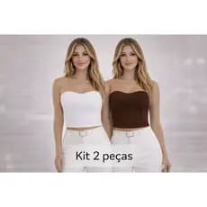 Kit 2 Cropped Top Feminino Com Bojo Suplex Premium Verão Decote