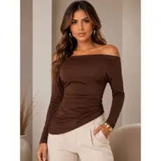 Blusa Manga Longa Comprida Ombro a Ombro Feminina Suplex premium