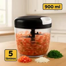 Triturador de Alimentos Grande 900 ml Manual Processador Alho Cebola Legumes Carne