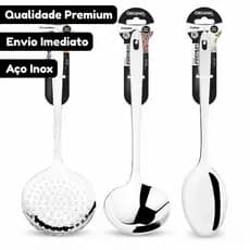 Utensílios De Cozinha Em Aço Inox Escumadeira Colher De Arroz Concha Talheres Servir Preparar