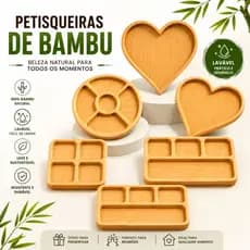 Petisqueira Bambu Gamela Divisórias Bandeja Tabua Frios Para Servir Queijos Molhos Porções Salgados