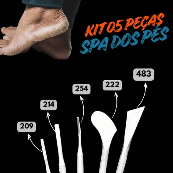 🟣 Kit 5 peças Para remover Unhas encravada e calosidade manicure pedicure 206 214 254 222 483