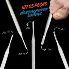 🚀 Kit 05 peças Bisturi 206 + 208, 209, 214 e 254 manicure desencravar unha encravada do pé inox