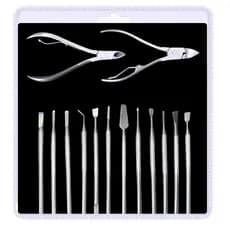 Kit 14 Instrumentos inox Manicure spa dos pés unha encravada calosidade em gel feminino de esmalte