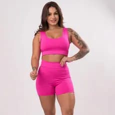 Conjunto Short e Top Feminino para Academia e Caminhada ao Ar Livre Tecido Suplex Roupa de Treino