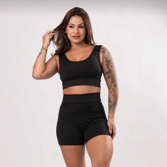 Conjunto Feminino de Academia Top e Short Tecido Suplex Ideal para  Caminhada Corrida ao Ar Livre