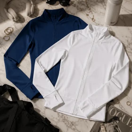 Kit 2 Jaquetas Femininas UV Fitness Térmica Leve Respirável para Academia Praia Corrida e Inverno