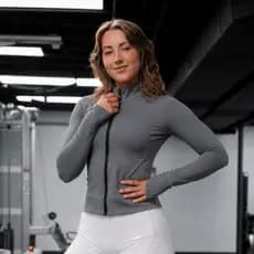Casaco Feminino Dry Fit UV50 com Zíper Levinho Manga Longa Esportivo Academia Caminhada e Dia a Dia