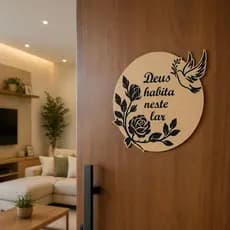 Quadro Decorativo Guirlanda para porta, parede, estante, Bem vindo, Frase inspiradora, sofisticado, MDF