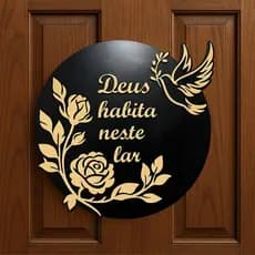 Quadro Decorativo para porta, estante, parede, bem vindo, frase de fé, sofisticado, amadeirado.
