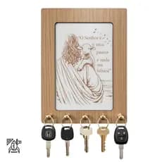 Porta Chave com 5 ganchos com mensagem de fé e inspiração O Senhor é o meu, Decoração, Parede, MDF