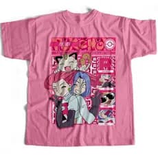Camiseta Básica Equipe Rocket James Jessi e Meowth Pokemon maligu