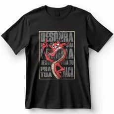Camiseta Unissex Mushu Mulan Desonra Para Toda Sua Familia Blusa Camisa 100% Algodão maligu