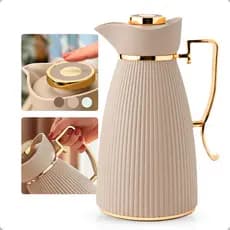 Garrafa Térmica Zaya Tuut 1L Canelada Design Sofisticado, Mantém Bebidas Quentes E Frias, Ideal Para Café E Chá Nude