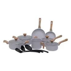 Conjunto Jogo De Panelas Ceramica Antiaderente Fogão Indução Mimo Style Grafito Cinza Claro