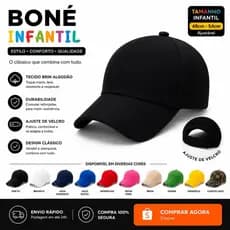 Boné Infantil  Unissex Aba Curva Regulável Ajustável - Envio Imediato