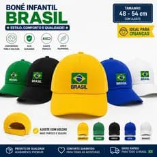 Boné Infantil Brasil Aba Curva Ajustável Premium Menino Menina