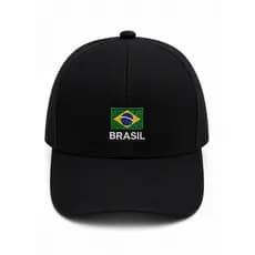 Boné Infantil  Brasil Preto Ajustável Aba Curva Premium Kids Confortável