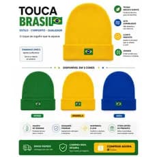Touca Gorro De Frio Brasil  Bordado Unissex Inverno Quentinho