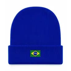 Touca Gorro De Frio Brasil Azul Royal Bordado Unissex Inverno Quentinho