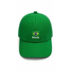 Boné Infantil Brasil Verde Bandeira Copa Menino E Menina Aba Curva Ajustável