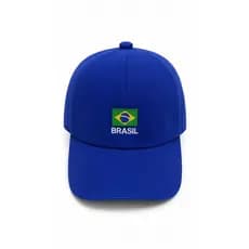Boné Infantil Brasil Azul Royal Aba Curva Ajustável Premium Menino Menina Torcedor