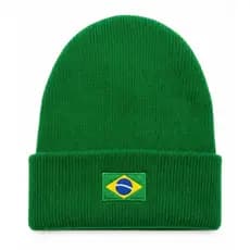 Touca Gorro De Frio Brasil Verde Bordado Unissex Inverno Quentinho