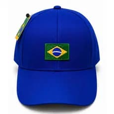 Boné Brasil Azul Royal Ajustável Aba Curva Premium Unissex Masculino Feminino Torcedor