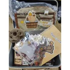 KIT ESCOLAR E ESCRITÓRIO MALETA CAPIVARA + BRINDE (458 PEÇAS) COLEÇÃO DE MATERIAL  PAPELARIA COM UMA ESTÉTICA FOFA