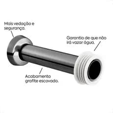 Tubo de Ligação P/ Bacia 25cm Grafite Escovado 6263070 Docol