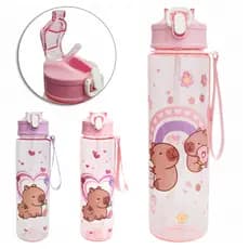 GARRAFA SQUEEZE DE PLASTICO PET CAPIVARA COM CANUDO + BOTAO + TRAVA E ALCA 800ML