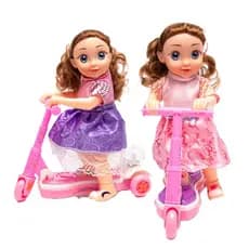 Boneca Patinadora Grande com Luzes e Som Boneca com Patinete