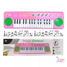Teclado Piano Musical Educativo Com Microfone ROSA