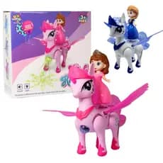 Boneca Princesa Unicornio com Luzes e som que Anda e bate asas