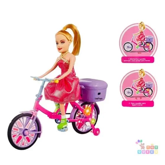 Boneca Bicicleta Ciclista Articulada Musical Anda E Luz